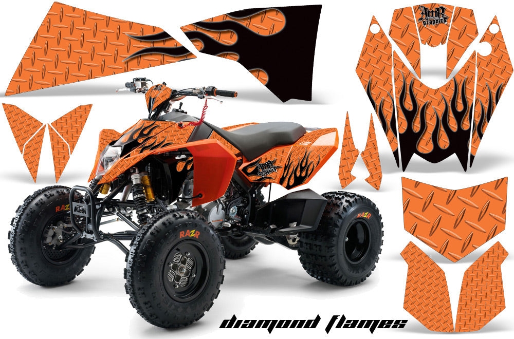 ATV Decal Graphics Kit Quad Wrap For KTM 450 450XC 525 525XC 2008-2013 DIAMOND FLAMES ORANGE BLACK-atv motorcycle utv parts accessories gear helmets jackets gloves pantsAll Terrain Depot