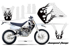 Dirt Bike Graphics Kit Decal Sticker Wrap For KTM SX/XC/EXC/LC4 1993-1997 DIAMOND FLAMES BLACK WHITE-atv motorcycle utv parts accessories gear helmets jackets gloves pantsAll Terrain Depot