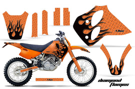 Dirt Bike Graphics Kit Decal Sticker Wrap For KTM SX/XC/EXC/LC4 1993-1997 DIAMOND FLAMES BLACK ORANGE-atv motorcycle utv parts accessories gear helmets jackets gloves pantsAll Terrain Depot