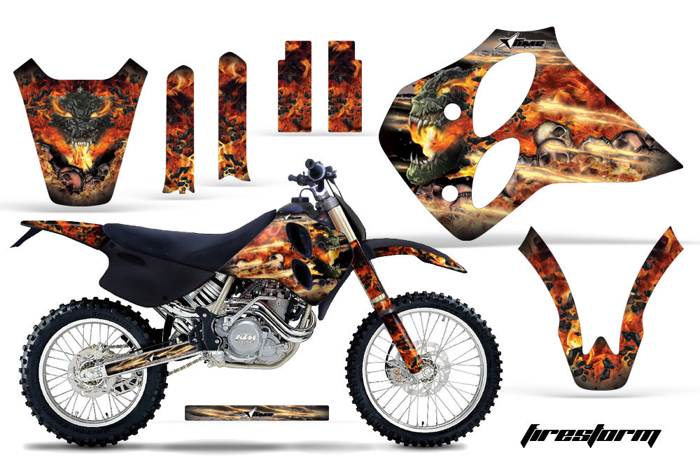 Dirt Bike Graphics Kit Decal Sticker Wrap For KTM SX/XC/EXC/LC4 1993-1997 FIRESTORM BLACK-atv motorcycle utv parts accessories gear helmets jackets gloves pantsAll Terrain Depot