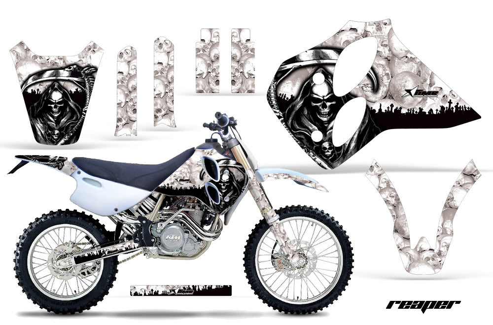 Dirt Bike Graphics Kit Decal Sticker Wrap For KTM SX/XC/EXC/LC4 1993-1997 REAPER WHITE-atv motorcycle utv parts accessories gear helmets jackets gloves pantsAll Terrain Depot