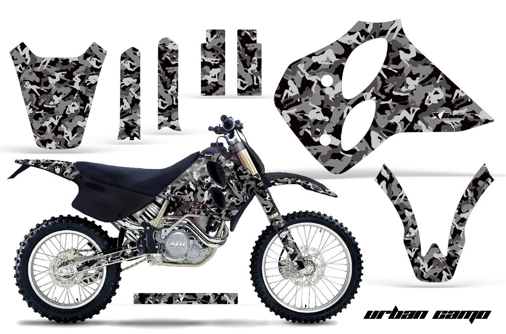 Dirt Bike Graphics Kit Decal Sticker Wrap For KTM SX/XC/EXC/LC4 1993-1997 URBAN CAMO BLACK-atv motorcycle utv parts accessories gear helmets jackets gloves pantsAll Terrain Depot
