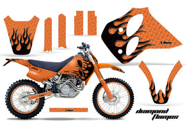 Graphics Kit Decal Sticker Wrap + # Plates For KTM SX/XC/EXC/LC4 1993-1997 DIAMOND FLAMES BLACK ORANGE-atv motorcycle utv parts accessories gear helmets jackets gloves pantsAll Terrain Depot