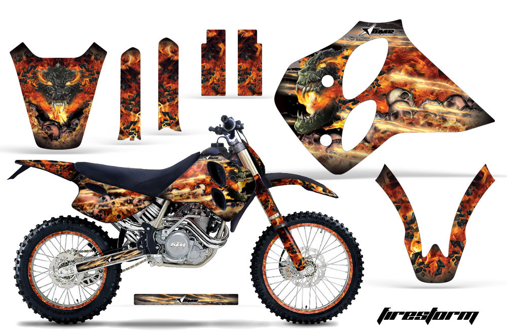 Graphics Kit Decal Sticker Wrap + # Plates For KTM SX/XC/EXC/LC4 1993-1997 FIRESTORM BLACK-atv motorcycle utv parts accessories gear helmets jackets gloves pantsAll Terrain Depot