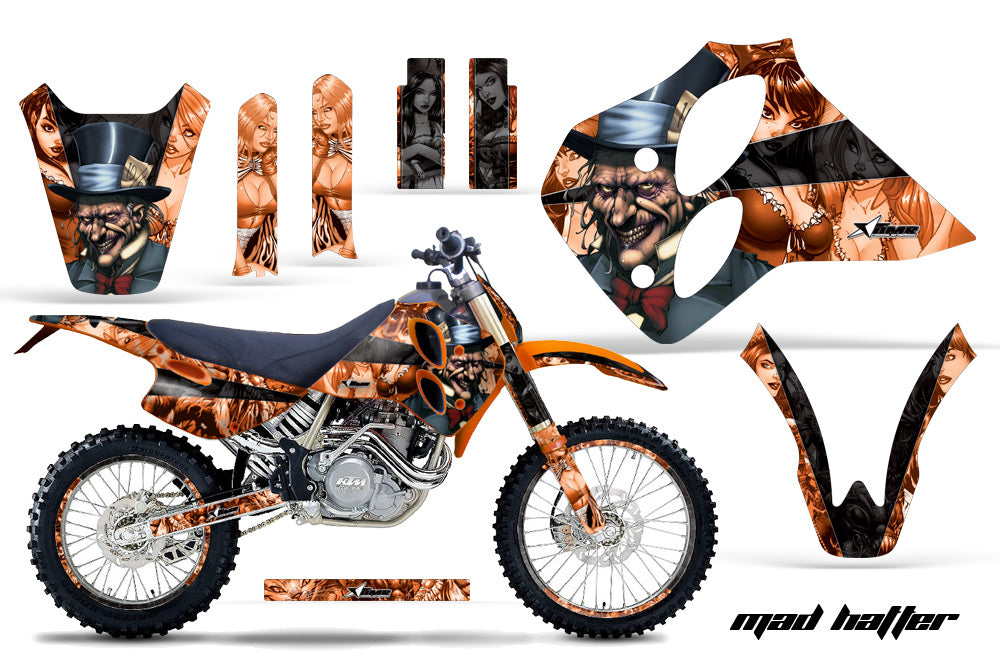 Graphics Kit Decal Sticker Wrap + # Plates For KTM SX/XC/EXC/LC4 1993-1997 HATTER BLACK ORANGE-atv motorcycle utv parts accessories gear helmets jackets gloves pantsAll Terrain Depot