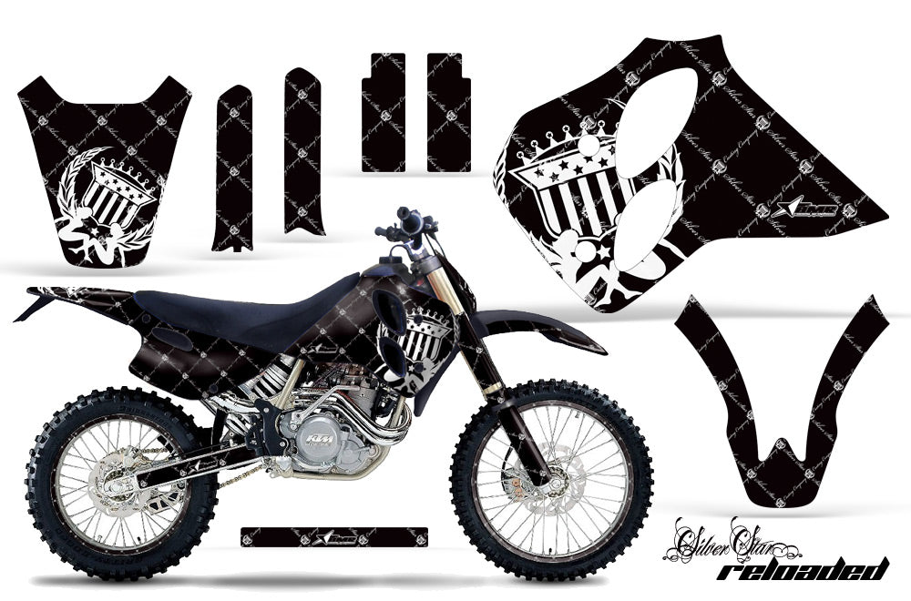 Graphics Kit Decal Sticker Wrap + # Plates For KTM SX/XC/EXC/LC4 1993-1997 RELOADED WHITE BLACK-atv motorcycle utv parts accessories gear helmets jackets gloves pantsAll Terrain Depot