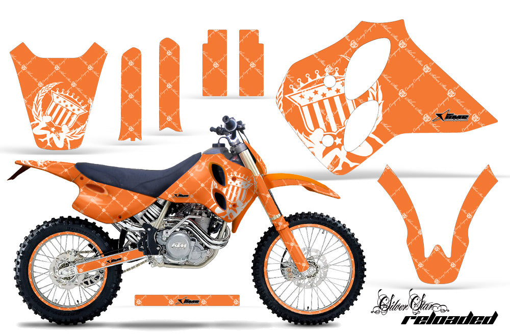 Graphics Kit Decal Sticker Wrap + # Plates For KTM SX/XC/EXC/LC4 1993-1997 RELOADED WHITE ORANGE-atv motorcycle utv parts accessories gear helmets jackets gloves pantsAll Terrain Depot