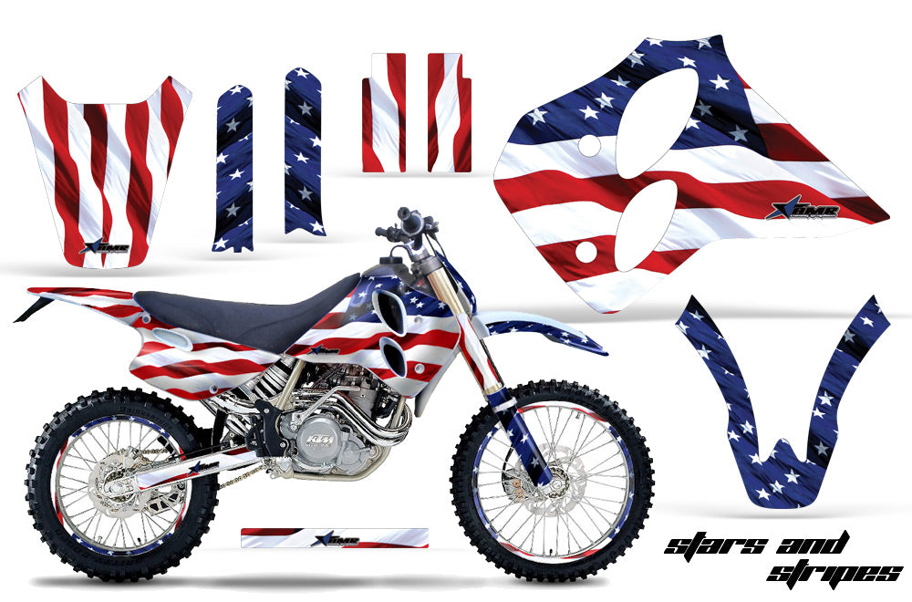 Graphics Kit Decal Sticker Wrap + # Plates For KTM SX/XC/EXC/LC4 1993-1997 USA FLAG-atv motorcycle utv parts accessories gear helmets jackets gloves pantsAll Terrain Depot