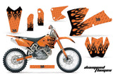 Dirt Bike Graphics Kit Decal Wrap For KTM  SX SXS EXC MXC 2001-2004 DIAMOND FLAMES BLACK ORANGE