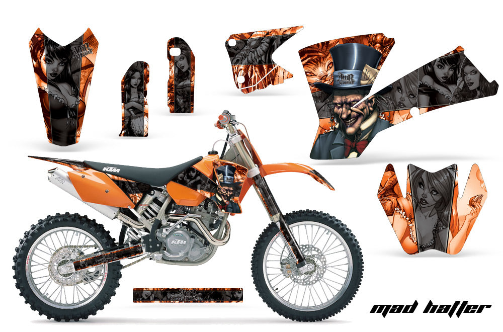 Dirt Bike Graphics Kit Decal Wrap For KTM SX SXS EXC MXC 2001-2004 HATTER BLACK ORANGE-atv motorcycle utv parts accessories gear helmets jackets gloves pantsAll Terrain Depot