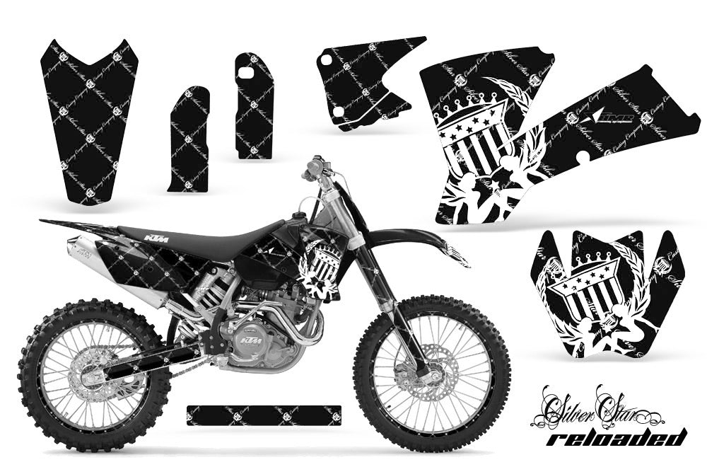 Graphics Kit Decal Wrap + # Plates For KTM SX SXS EXC MXC 2001-2004 RELOADED WHITE BLACK-atv motorcycle utv parts accessories gear helmets jackets gloves pantsAll Terrain Depot