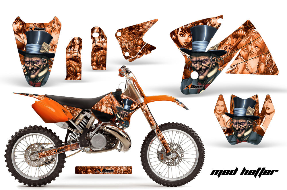 Dirt Bike Decal Graphic Kit Sticker Wrap For KTM SX/XC/EXC/MXC 1998-2001 HATTER ORANGE-atv motorcycle utv parts accessories gear helmets jackets gloves pantsAll Terrain Depot