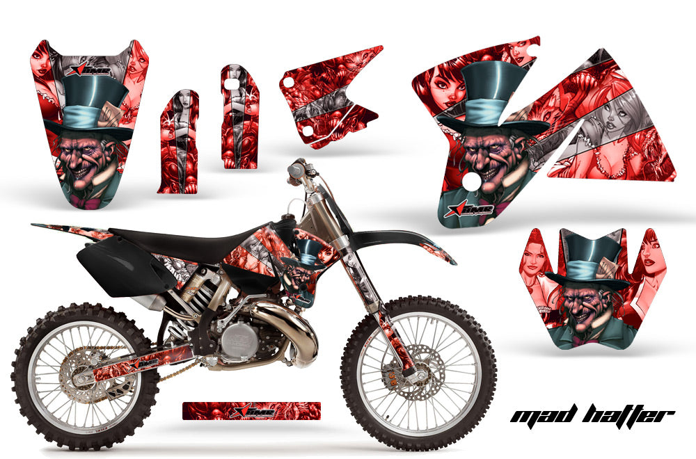 Dirt Bike Decal Graphic Kit Sticker Wrap For KTM SX/XC/EXC/MXC 1998-2001 HATTER SILVER RED-atv motorcycle utv parts accessories gear helmets jackets gloves pantsAll Terrain Depot