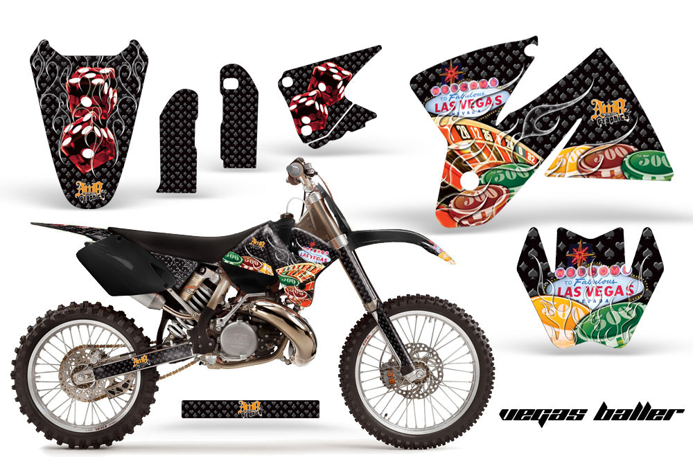 Dirt Bike Decal Graphic Kit Sticker Wrap For KTM SX/XC/EXC/MXC 1998-2001 VEGAS BLACK-atv motorcycle utv parts accessories gear helmets jackets gloves pantsAll Terrain Depot