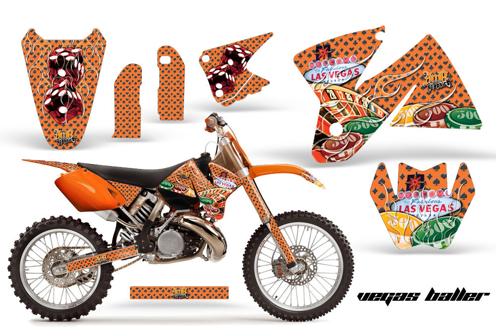 Dirt Bike Decal Graphic Kit Sticker Wrap For KTM SX/XC/EXC/MXC 1998-2001 VEGAS ORANGE-atv motorcycle utv parts accessories gear helmets jackets gloves pantsAll Terrain Depot