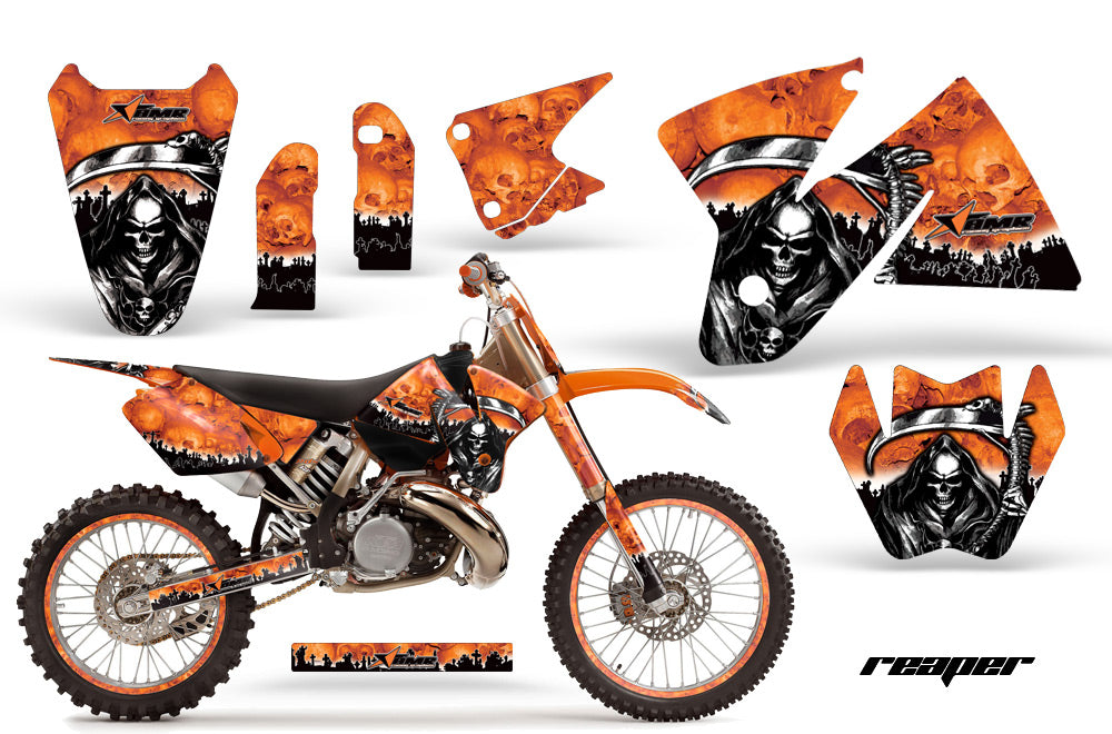 Graphics Kit Decal Sticker Wrap + # Plates For KTM SX/XC/EXC/MXC 1998-2001 REAPER ORANGE-atv motorcycle utv parts accessories gear helmets jackets gloves pantsAll Terrain Depot