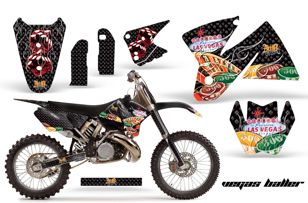 Graphics Kit Decal Sticker Wrap + # Plates For KTM SX/XC/EXC/MXC 1998-2001 VEGAS BLACK-atv motorcycle utv parts accessories gear helmets jackets gloves pantsAll Terrain Depot