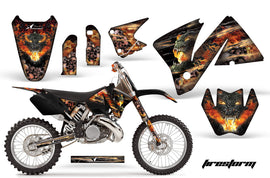 Dirt Bike Decal Graphic Kit Wrap For KTM EXC 200-520 MXC 200-300 2001-2002 FIRESTORM BLACK-atv motorcycle utv parts accessories gear helmets jackets gloves pantsAll Terrain Depot