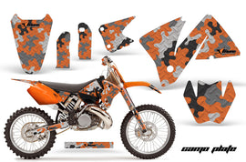 Dirt Bike Decal Graphic Kit Wrap For KTM EXC 200-520 MXC 200-300 2001-2002 CAMOPLATE ORANGE-atv motorcycle utv parts accessories gear helmets jackets gloves pantsAll Terrain Depot