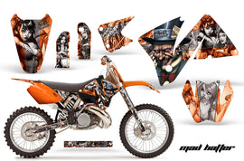 Dirt Bike Decal Graphic Kit Wrap For KTM EXC 200-520 MXC 200-300 2001-2002 HATTER SILVER ORANGE-atv motorcycle utv parts accessories gear helmets jackets gloves pantsAll Terrain Depot
