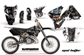 Dirt Bike Decal Graphic Kit Wrap For KTM EXC 200-520 MXC 200-300 2001-2002 HATTER BLACK WHITE-atv motorcycle utv parts accessories gear helmets jackets gloves pantsAll Terrain Depot