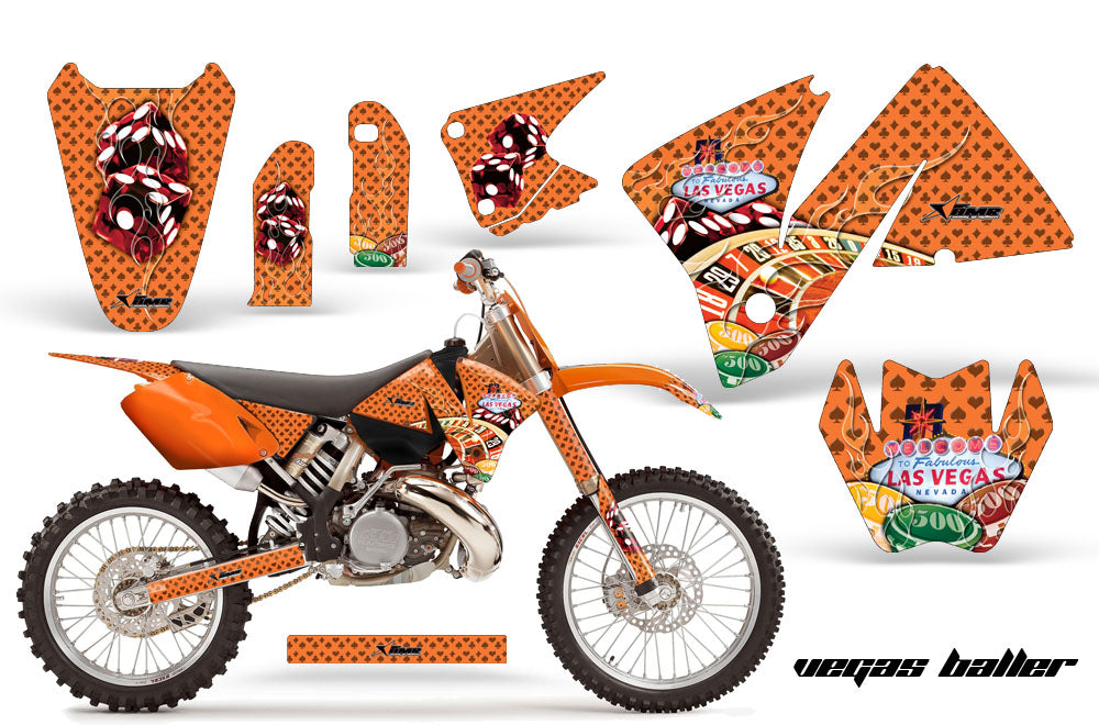 Dirt Bike Decal Graphic Kit Wrap For KTM EXC 200-520 MXC 200-300 2001-2002 VEGAS ORANGE-atv motorcycle utv parts accessories gear helmets jackets gloves pantsAll Terrain Depot