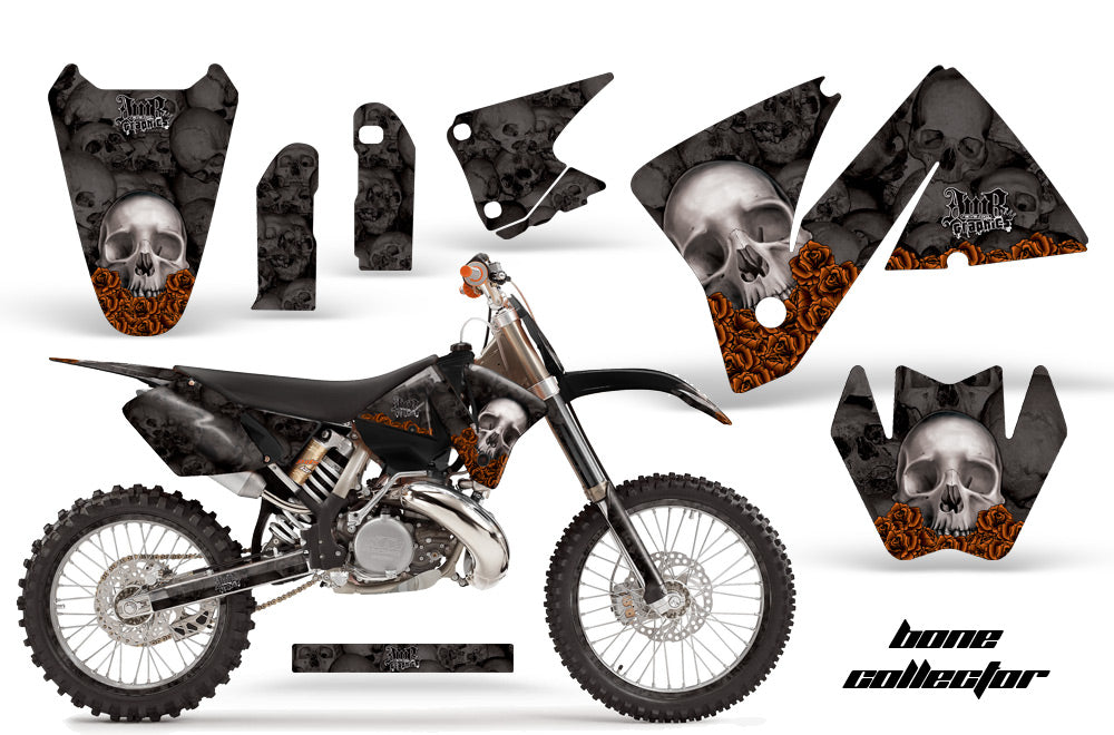 Graphics Kit Decal Wrap + # Plates For KTM EXC 200-520 MXC 200-300 2001-2002 BONES BLACK-atv motorcycle utv parts accessories gear helmets jackets gloves pantsAll Terrain Depot