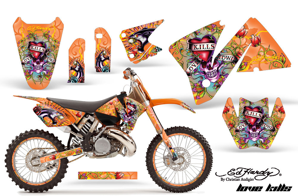 Graphics Kit Decal Wrap + # Plates For KTM EXC 200-520 MXC 200-300 2001-2002 EDHLK ORANGE-atv motorcycle utv parts accessories gear helmets jackets gloves pantsAll Terrain Depot