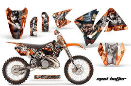 Graphics Kit Decal Wrap + # Plates For KTM EXC 200-520 MXC 200-300 2001-2002 HATTER SILVER ORANGE-atv motorcycle utv parts accessories gear helmets jackets gloves pantsAll Terrain Depot