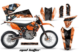 Dirt Bike Decal Graphic Kit Wrap For KTM EXC/SX/MXC/SMR/XCF-W 2005-2007 HATTER BLACK ORANGE-atv motorcycle utv parts accessories gear helmets jackets gloves pantsAll Terrain Depot