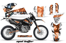 Dirt Bike Decal Graphic Kit Wrap For KTM EXC/SX/MXC/SMR/XCF-W 2005-2007 HATTER ORANGE WHITE-atv motorcycle utv parts accessories gear helmets jackets gloves pantsAll Terrain Depot