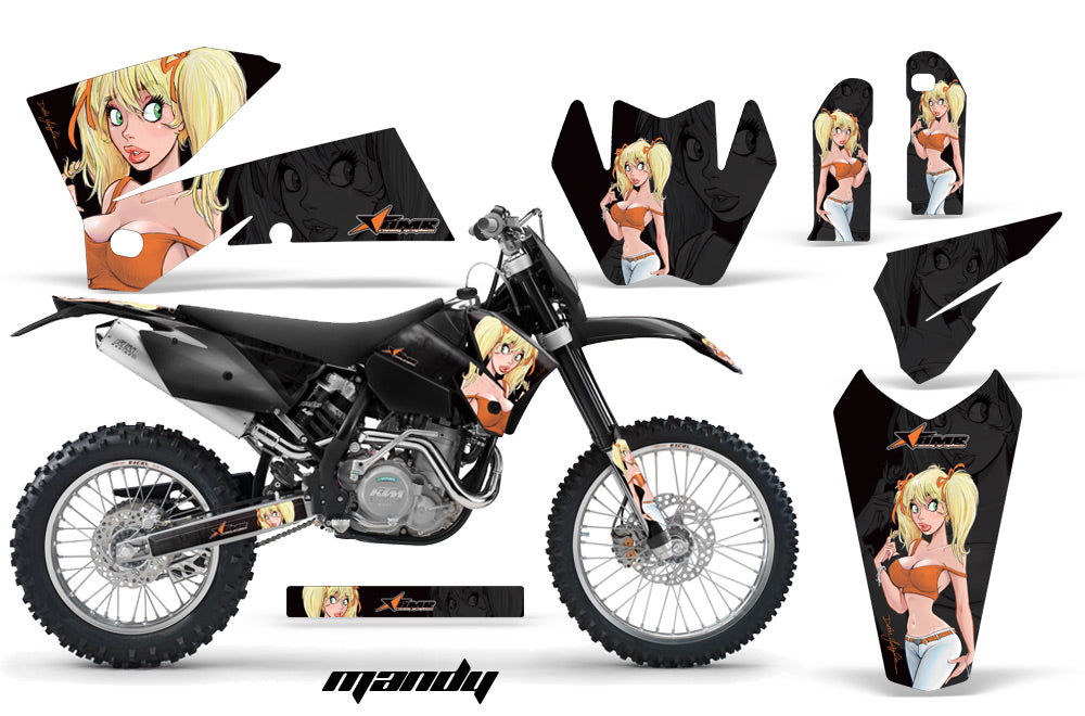 Dirt Bike Decal Graphic Kit Wrap For KTM EXC/SX/MXC/SMR/XCF-W 2005-2007 MANDY ORANGE BLACK-atv motorcycle utv parts accessories gear helmets jackets gloves pantsAll Terrain Depot