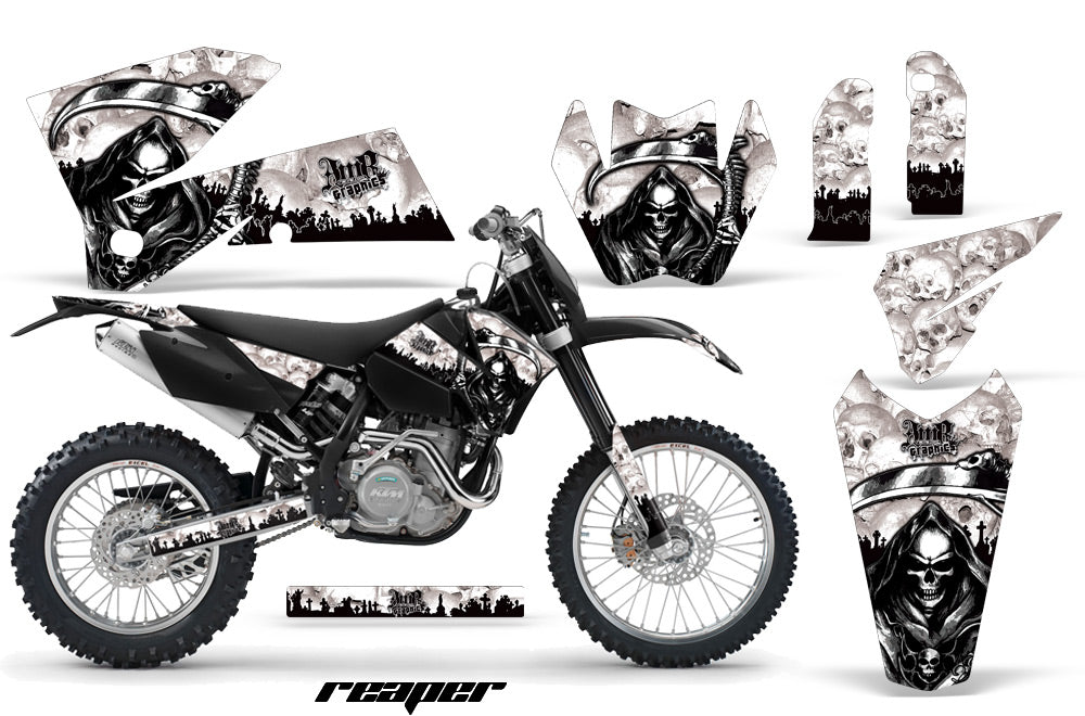 Dirt Bike Decal Graphic Kit Wrap For KTM EXC/SX/MXC/SMR/XCF-W 2005-2007 REAPER WHITE-atv motorcycle utv parts accessories gear helmets jackets gloves pantsAll Terrain Depot