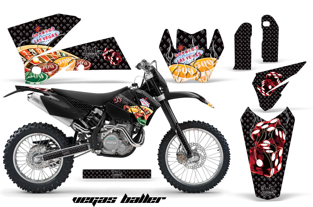 Dirt Bike Decal Graphic Kit Wrap For KTM EXC/SX/MXC/SMR/XCF-W 2005-2007 VEGAS BLACK-atv motorcycle utv parts accessories gear helmets jackets gloves pantsAll Terrain Depot