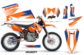 Dirt Bike Decal Graphic Kit Wrap For KTM EXC/SX/MXC/SMR/XCF-W 2005-2007 VELOCITY ORANGE BLUE-atv motorcycle utv parts accessories gear helmets jackets gloves pantsAll Terrain Depot