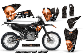 Graphics Kit Decal Wrap For KTM EXC/SX/MXC/SMR/XCF-W 2005-2007 CHECKERED BLACK ORANGE-atv motorcycle utv parts accessories gear helmets jackets gloves pantsAll Terrain Depot