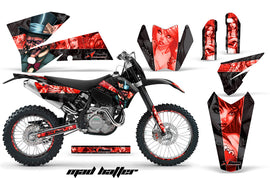 Graphics Kit Decal Wrap For KTM EXC/SX/MXC/SMR/XCF-W 2005-2007 HATTER RED BLACK-atv motorcycle utv parts accessories gear helmets jackets gloves pantsAll Terrain Depot
