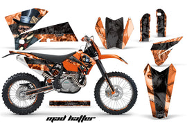 Graphics Kit Decal Wrap For KTM EXC/SX/MXC/SMR/XCF-W 2005-2007 HATTER BLACK ORANGE-atv motorcycle utv parts accessories gear helmets jackets gloves pantsAll Terrain Depot