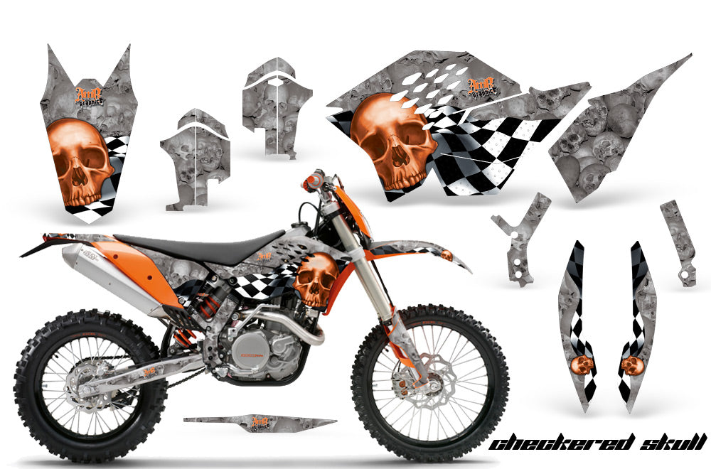 Dirt Bike Graphics Kit Decal Wrap For KTM SX/XCR-W/EXC/XC/XC-W/XCF-W 2007-2011 CHECKERED ORANGE-atv motorcycle utv parts accessories gear helmets jackets gloves pantsAll Terrain Depot