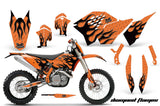 Dirt Bike Graphics Kit Decal Wrap For KTM SX/XCR-W/EXC/XC/XC-W/XCF-W 2007-2011 DIAMOND FLAMES BLACK ORANGE