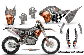 Graphics Kit Decal Wrap + # Plates For KTM SX/XCR-W/EXC/XC/XC-W/XCF-W 2007-2011 CHECKERED ORANGE-atv motorcycle utv parts accessories gear helmets jackets gloves pantsAll Terrain Depot