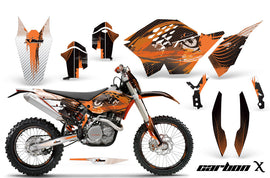 Graphics Kit Decal Wrap + # Plates For KTM SX/XCR-W/EXC/XC/XC-W/XCF-W 2007-2011 CARBONX ORANGE-atv motorcycle utv parts accessories gear helmets jackets gloves pantsAll Terrain Depot