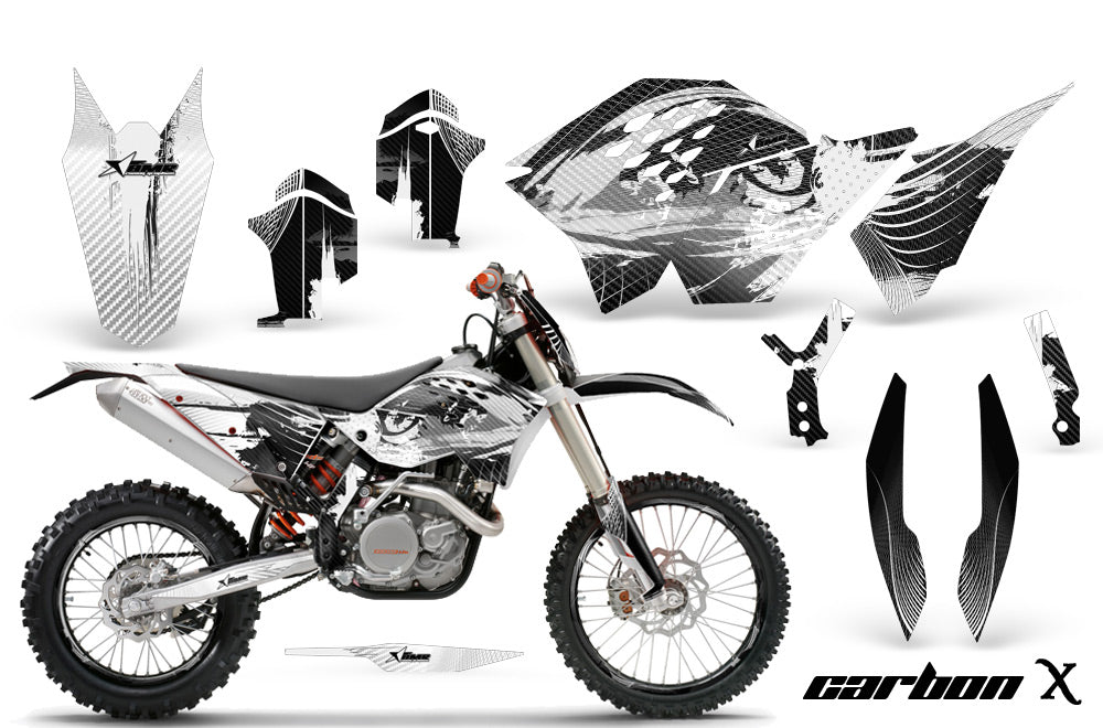 Graphics Kit Decal Wrap + # Plates For KTM SX/XCR-W/EXC/XC/XC-W/XCF-W 2007-2011 CARBONX WHITE-atv motorcycle utv parts accessories gear helmets jackets gloves pantsAll Terrain Depot