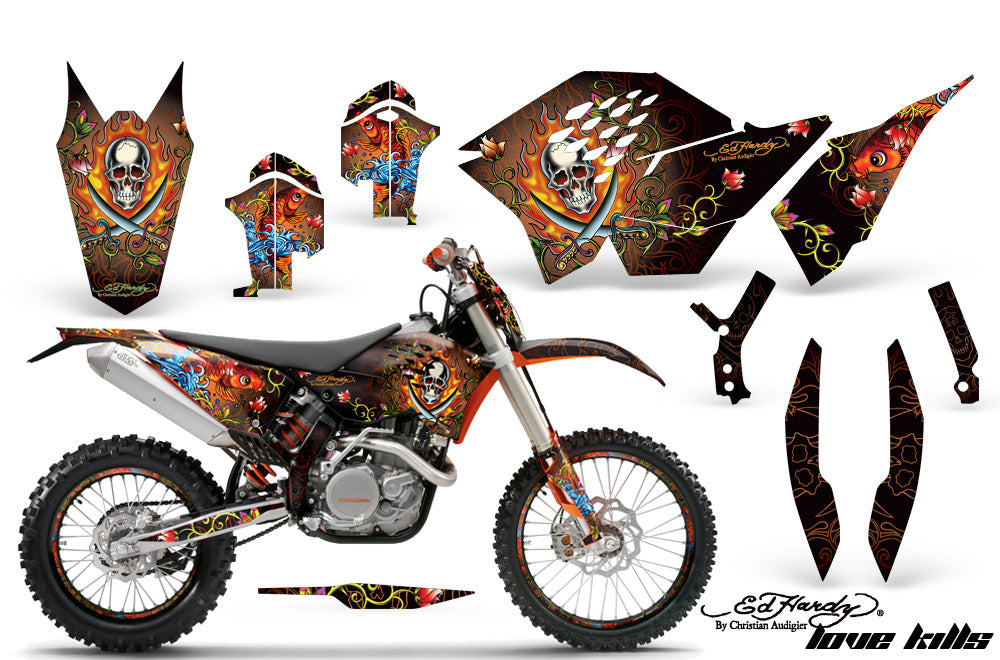 Graphics Kit Decal Wrap + # Plates For KTM SX/XCR-W/EXC/XC/XC-W/XCF-W 2007-2011 EDHP ORANGE-atv motorcycle utv parts accessories gear helmets jackets gloves pantsAll Terrain Depot