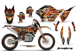 Graphics Kit Decal Wrap + # Plates For KTM SX/XCR-W/EXC/XC/XC-W/XCF-W 2007-2011 FIRESTORM BLACK-atv motorcycle utv parts accessories gear helmets jackets gloves pantsAll Terrain Depot