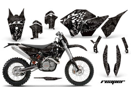 Graphics Kit Decal Wrap + # Plates For KTM SX/XCR-W/EXC/XC/XC-W/XCF-W 2007-2011 REAPER BLACK-atv motorcycle utv parts accessories gear helmets jackets gloves pantsAll Terrain Depot