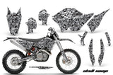 Graphics Kit Decal Wrap + # Plates For KTM SX/XCR-W/EXC/XC/XC-W/XCF-W 2007-2011 SKULL CAMO BLACK