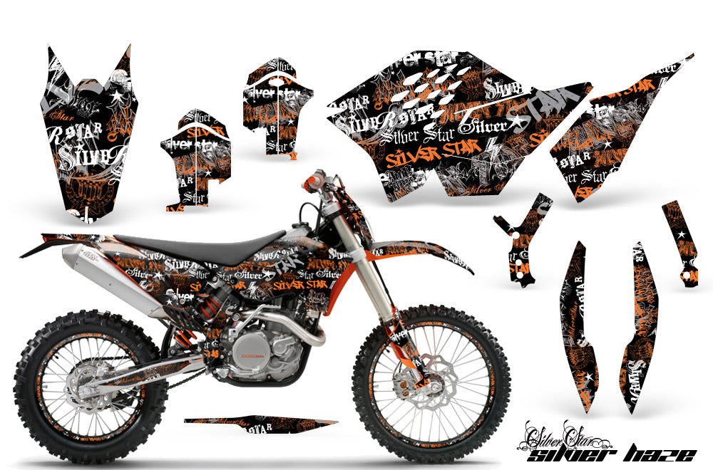 Graphics Kit Decal Wrap + # Plates For KTM SX/XCR-W/EXC/XC/XC-W/XCF-W 2007-2011 SSSH ORANGE BLACK-atv motorcycle utv parts accessories gear helmets jackets gloves pantsAll Terrain Depot