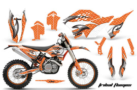 Graphics Kit Decal Wrap + # Plates For KTM SX/XCR-W/EXC/XC/XC-W/XCF-W 2007-2011 TRIBAL WHITE ORANGE-atv motorcycle utv parts accessories gear helmets jackets gloves pantsAll Terrain Depot