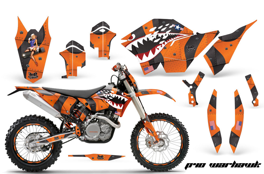 Graphics Kit Decal Wrap + # Plates For KTM SX/XCR-W/EXC/XC/XC-W/XCF-W 2007-2011 WARHAWK ORANGE-atv motorcycle utv parts accessories gear helmets jackets gloves pantsAll Terrain Depot